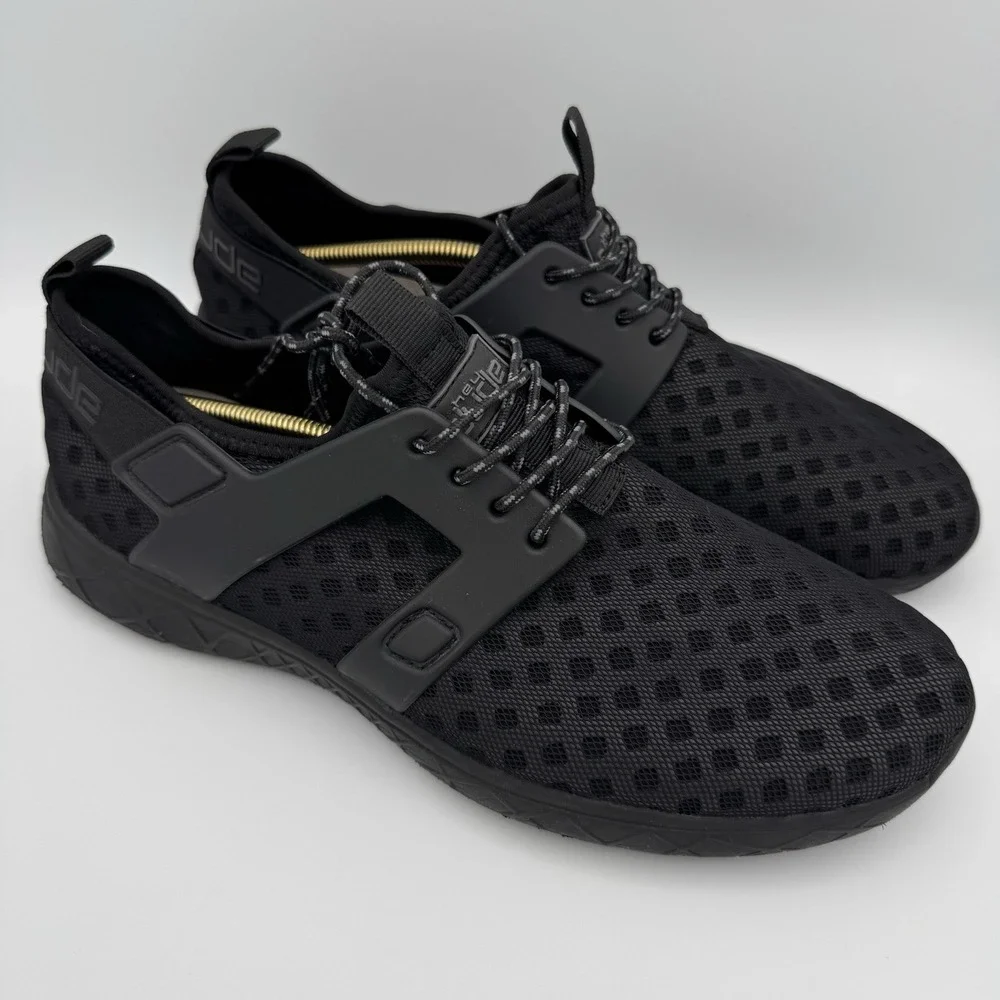 Hey Dude Men's 8 Women's 10 Mistral Sneakers Black Total Black‎ Perforated Mesh